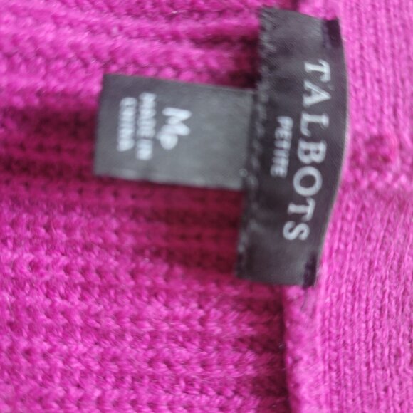 Talbots Petite Womens Button-Down Cardigan Sweater Vibrant Pink Cotton Blend Siz - Picture 3 of 6